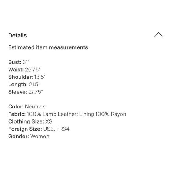 IRO Authentic Solid Beige Lamb Leather Long Sleeve Motorcycle Jacket 34 Xs - Picture 4 of 8